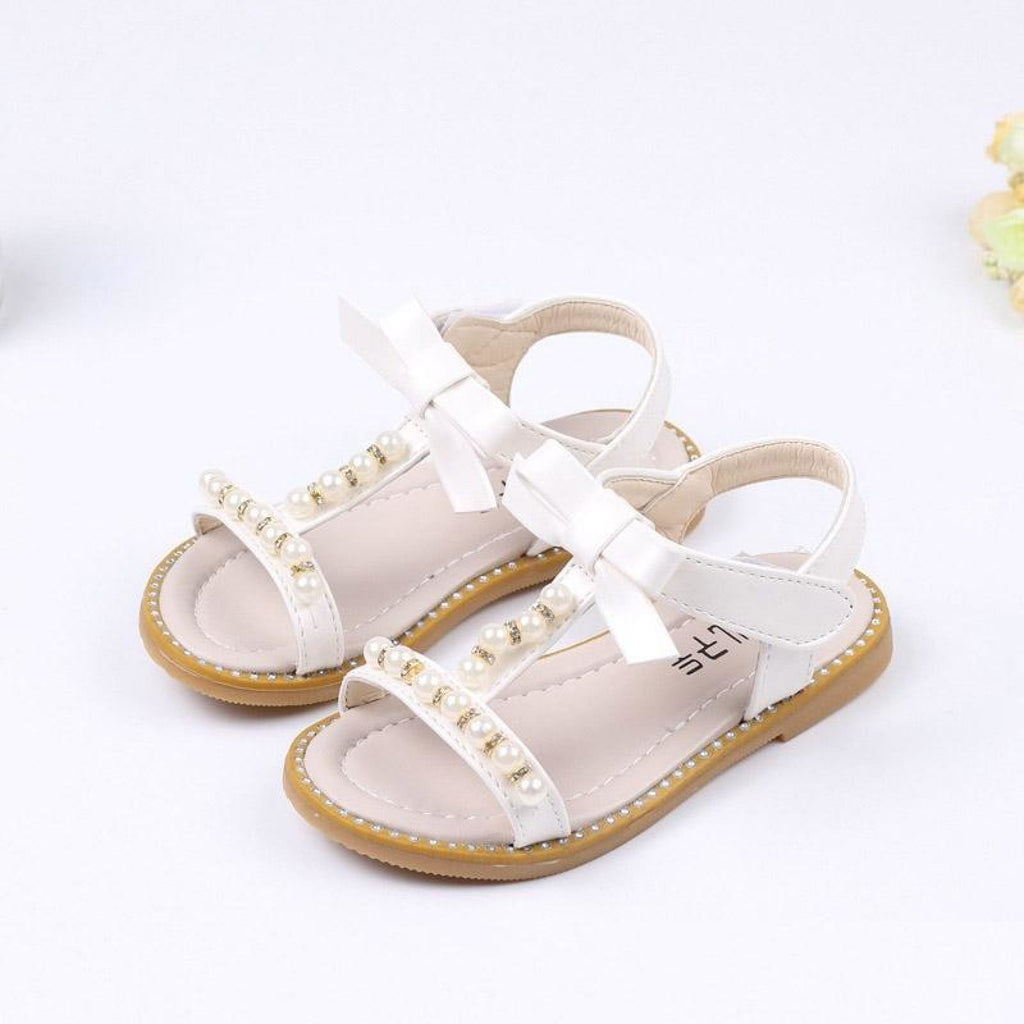 Ivory / Green / Pink Bow Rhinestone Pearl Leather Princess