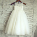 Vestido de niña de las flores de tul de encaje marfil TUTU vestido de princesa
