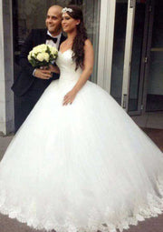 Ivory Sweetheart Strapless Ball Gown Lace Tulle Wedding 