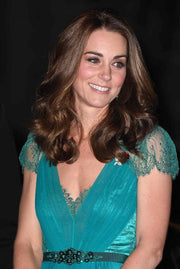 Kate Middleton A-line Blue Chiffon Lace Celebrity Prom Dress