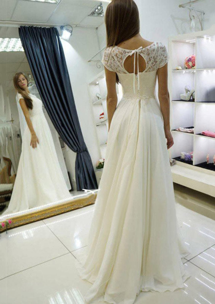 Bateau Sleeveless Floor-Length A-line With Beading Chiffon Dresses