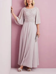 A-line Ankle Length Chiffon Butterfly Sleeve Mother of Bride