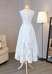 A-line/Princess Bateau Sleeveless Asymmetrical Lace Prom