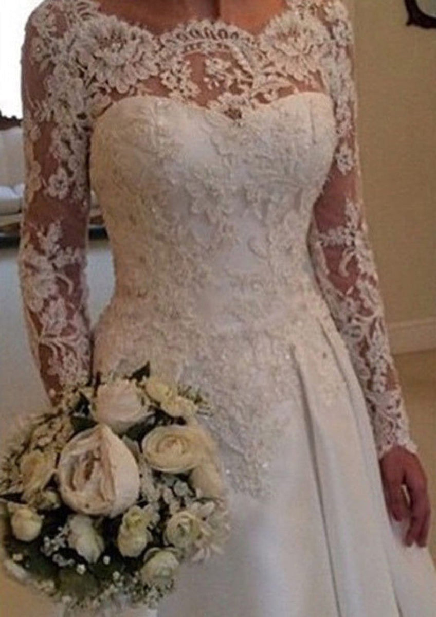 Emme Long Sleeve V-Back Lace Dress White