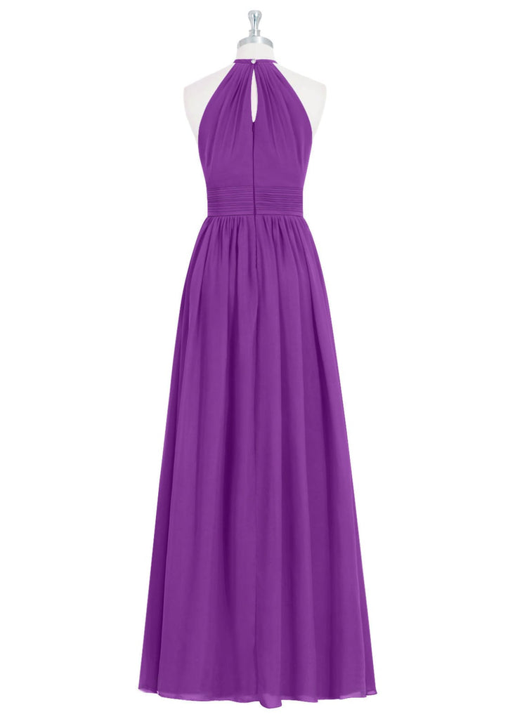 A-line Halter Neck Cutout Sleeveless Long Pleated Lilac