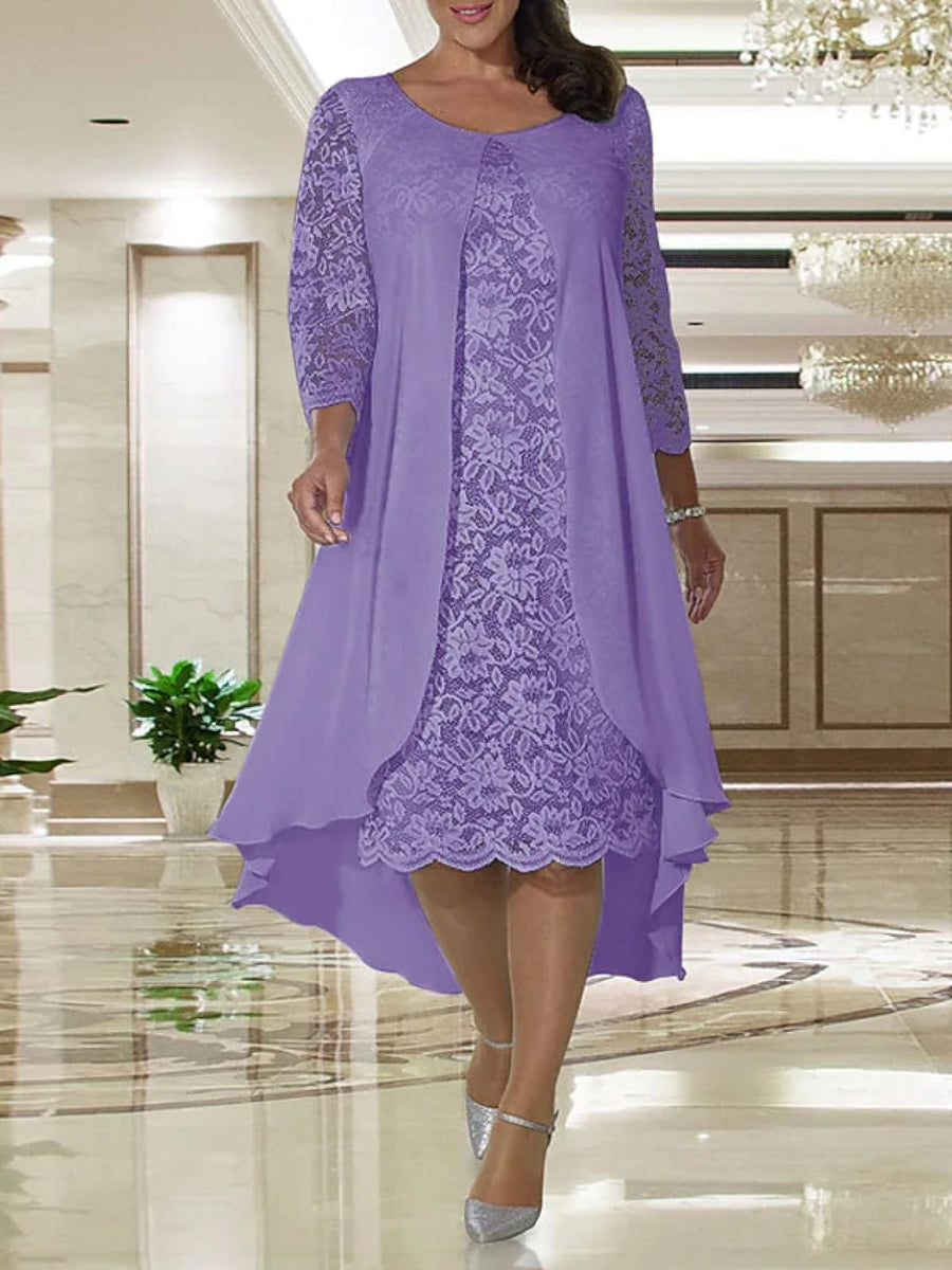 Catriona Alluring Half Sleeves High Low Lace Chiffon Mother Of The Bride Dresses main image 1
