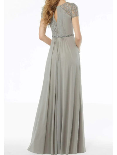 A-line V Neck Floor Length Chiffon Mother of Bride Dress