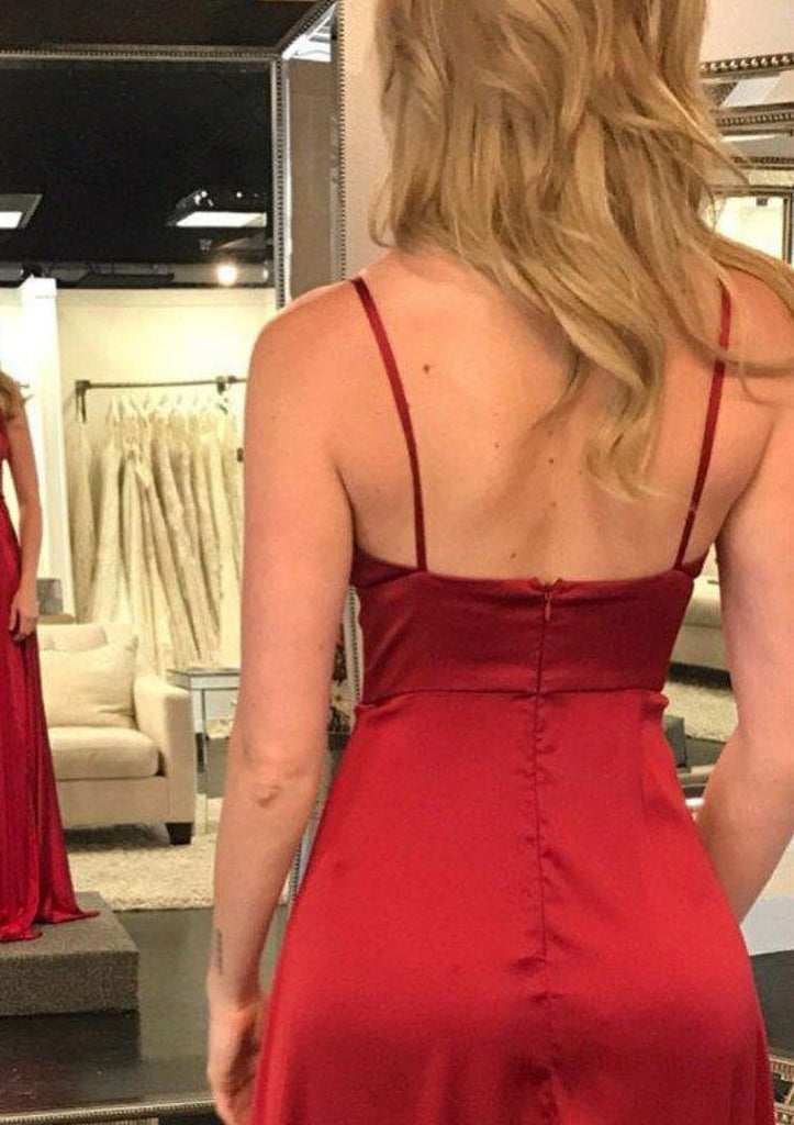 A-line/Princess V Neck Sleeveless Sweep Train Charmeuse Prom