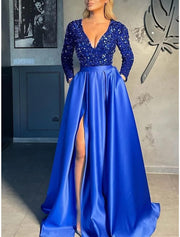 A-Line Celebrity Style Sparkle Sexy Party Wear Prom Dress V