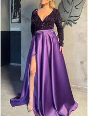 A-Line Celebrity Style Sparkle Sexy Party Wear Prom Dress V
