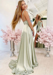 A-line Sleeveless Cowl Neck Floor-Length Charmeuse Prom 