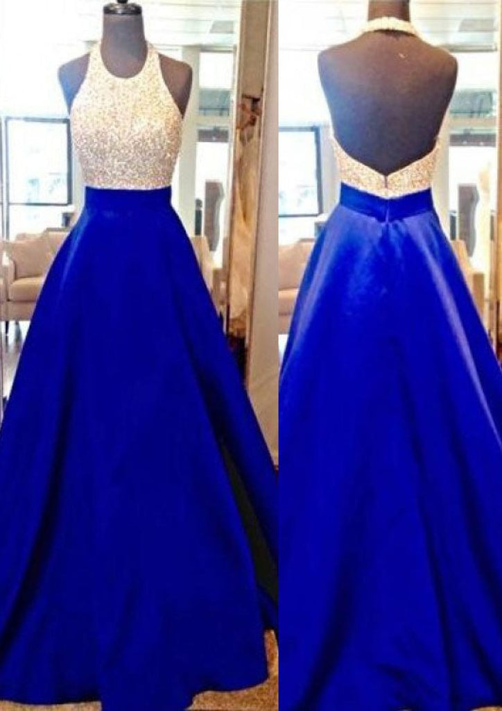 A-Line/Princess Sleeveless Halter Long/Floor-Length Satin