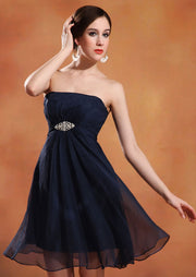 A-Line Strapless Empire Brooch Chiffon Short Mini Cocktail