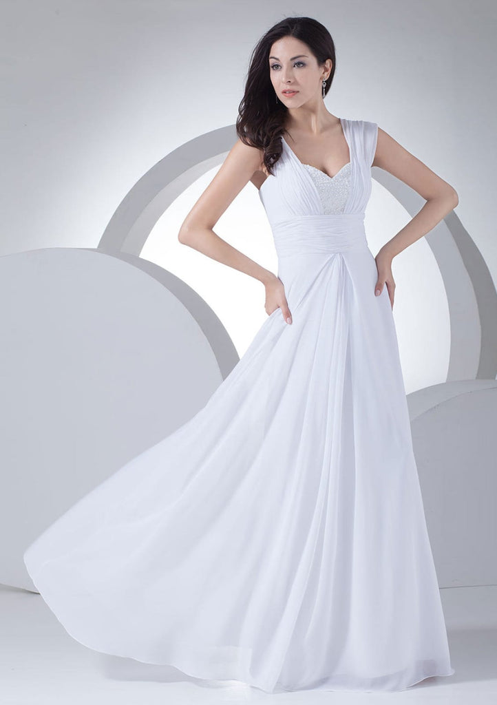 A-line Sweetheart Sleeveless Long Chiffon Evening Dress