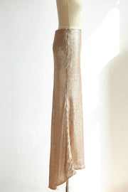 Matte Champagne Gold Long Sequin Fitted Skirt /Wedding