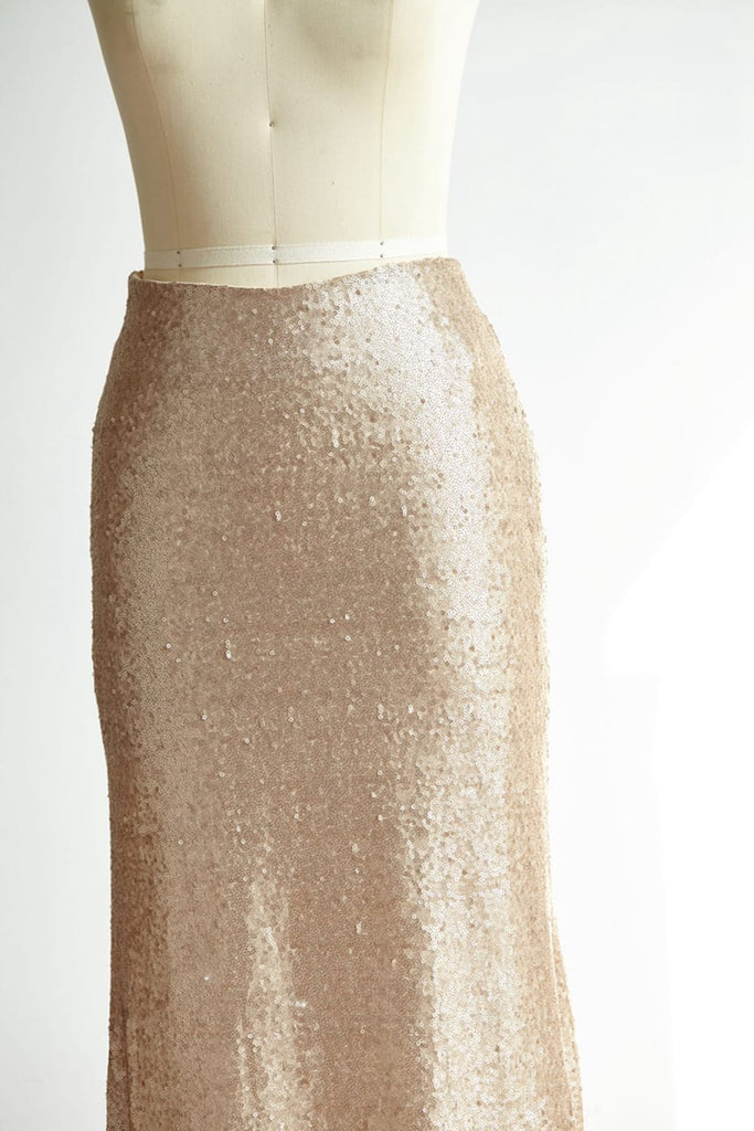 Matte Champagne Gold Long Sequin Fitted Skirt /Wedding