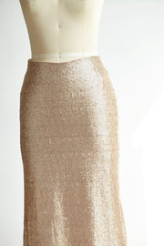 Matte Champagne Gold Long Sequin Fitted Skirt /Wedding 