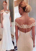 Mermaid Illusion Bateau Cold Shoulder Chiffon Wedding Dress, Lace