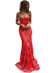 Mermaid V Neck Sleeveless Sweep Tulle Evening Dress Beading 