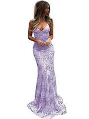 Mermaid V Neck Sleeveless Sweep Tulle Evening Dress Beading 