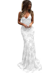 Mermaid V Neck Sleeveless Sweep Tulle Evening Dress Beading