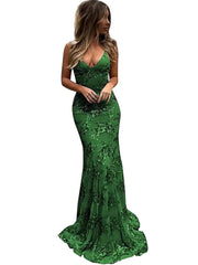 Mermaid V Neck Sleeveless Sweep Tulle Evening Dress Beading 