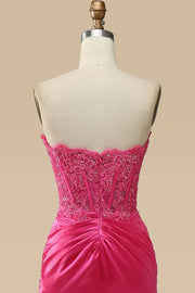 Vestidos de Prom de Sirena / Trompeta Vestido Imperio Formal con Cola Barrida / Cepillo Sin Mangas Corazón Dulce Charmeuse con Apliques