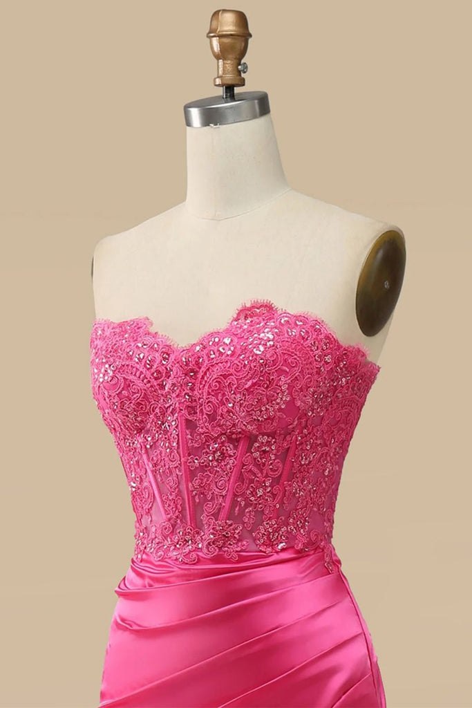 Vestidos de Prom de Sirena / Trompeta Vestido Imperio Formal con Cola Barrida / Cepillo Sin Mangas Corazón Dulce Charmeuse con Apliques