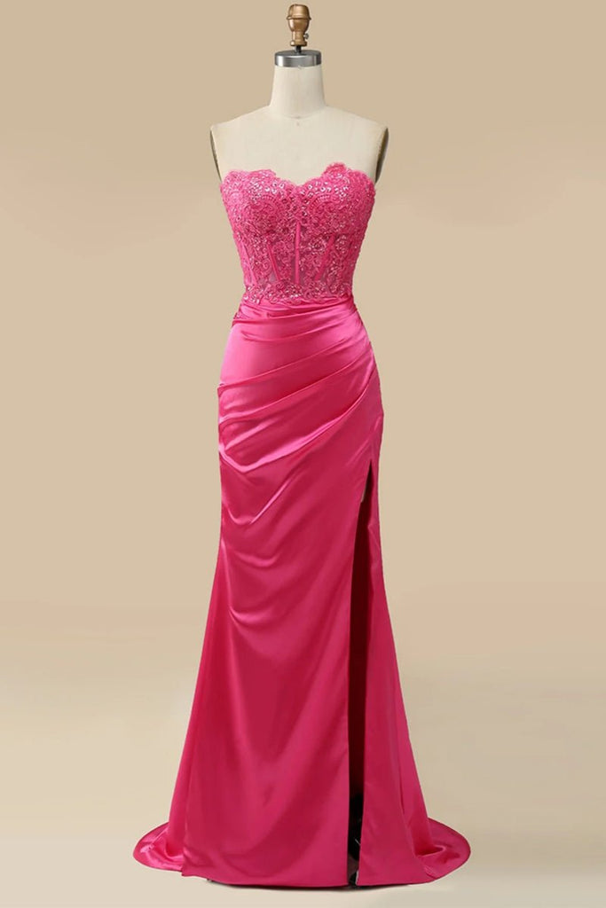 Vestidos de Prom de Sirena / Trompeta Vestido Imperio Formal con Cola Barrida / Cepillo Sin Mangas Corazón Dulce Charmeuse con Apliques