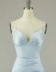 V Neck Sexy Halter Straps Hot Pink/Blue Backless Homecoming