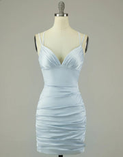 V Neck Sexy Halter Straps Hot Pink/Blue Backless Homecoming