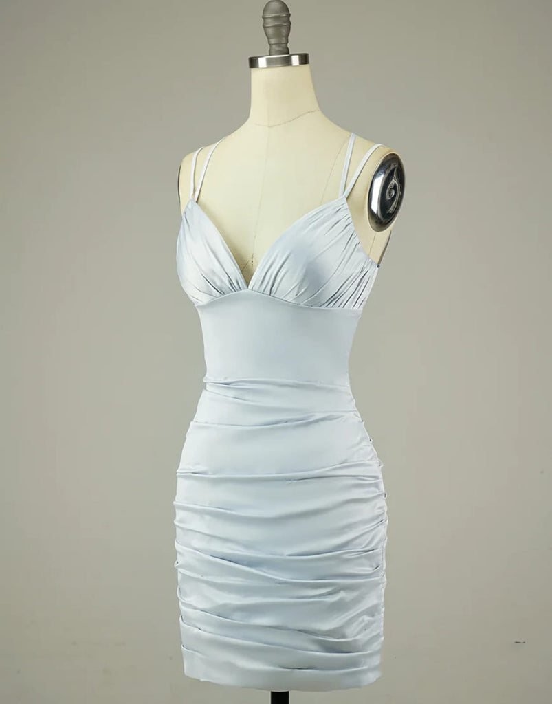 V Neck Sexy Halter Straps Hot Pink/Blue Backless Homecoming