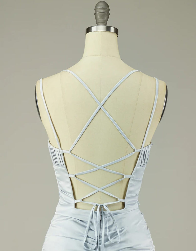 V Neck Sexy Halter Straps Hot Pink/Blue Backless Homecoming