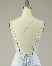 V Neck Sexy Halter Straps Hot Pink/Blue Backless Homecoming