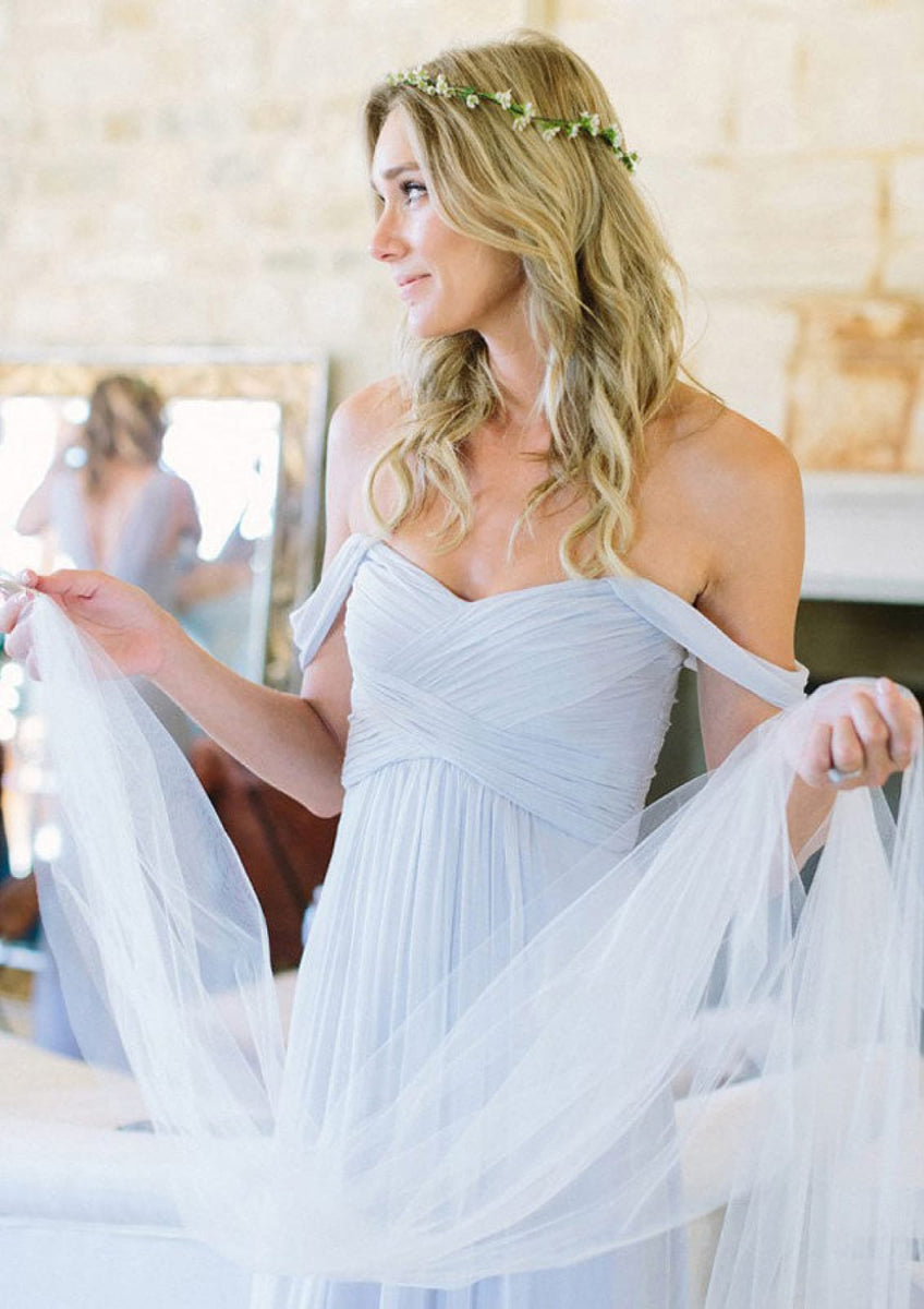 criss cross chiffon dress Off Shoulder Ruched A-line Backless Crisscross Floor-Length Bridesmaid Fabric Number:24 color_Discoloration Spaghetti Strap Square-Neck Plain Evening gown The silhouette is accented