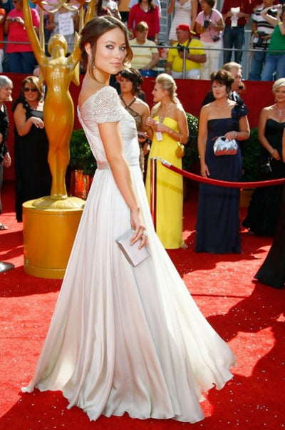 Olivia Wilde Silver Chiffon Celebrity Formal Evening Dress 