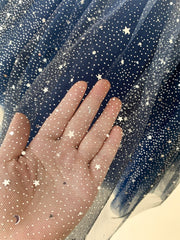 Ombre Pink / Navy Star Tulle Wedding Flower Girl Dress Kids