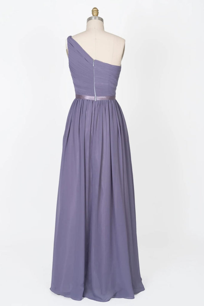 One Shoulder Sweetheart Pleated Bodice Chiffon Bridesmaid