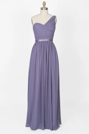 One Shoulder Sweetheart Pleated Bodice Chiffon Bridesmaid