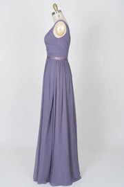 One Shoulder Sweetheart Pleated Bodice Chiffon Bridesmaid