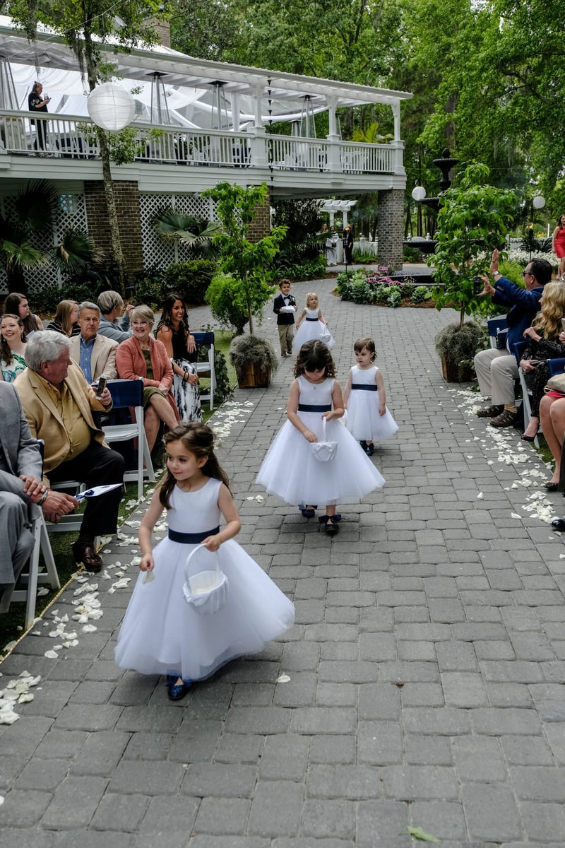 Princess Ivory Satin Tulle Flower Girl Dress, Belt - Princessly