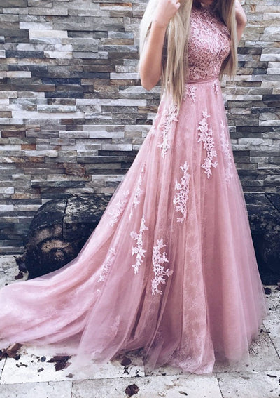 Princess Sleeveless V Back Floor Length Court Train Tulle