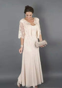 Princess Square Neck Long Chiffon Mother of Bride Dress with Jacket