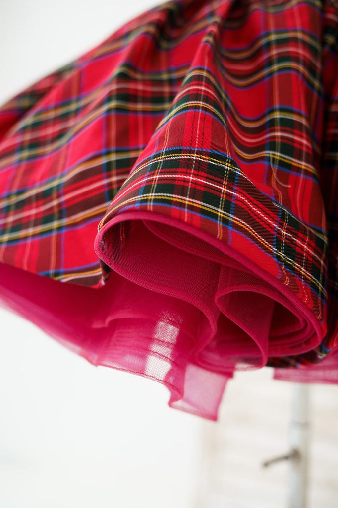 Red Tartan Wedding Flower Girl Dress Kids Party Dress