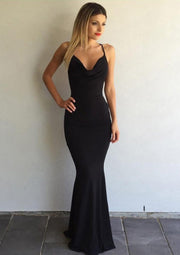 Sexy Jersey Crisscross Back Sweep Train Formal Mermaid
