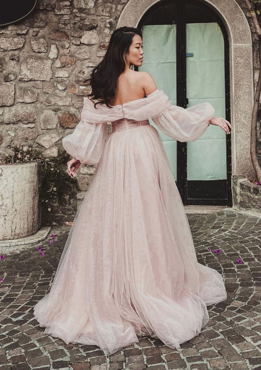 Sexy Sweetheart Off Shoulder Lantern Sleeve Princess Tulle Prom