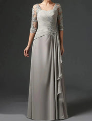Sheath/Column Square Neck Long Chiffon Wedding Guest Dress