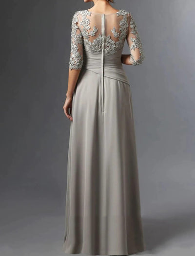 Sheath/Column Square Neck Long Chiffon Wedding Guest Dress