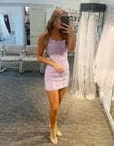 غمد الدانتيل السباغيتي الأشرطة عارية الذراعين قصير البسيطة اللباس حزب العودة للوطن