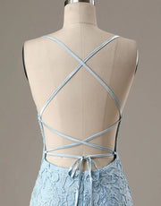 Bodycon Blue Homecoming Dress Backless Party Dress